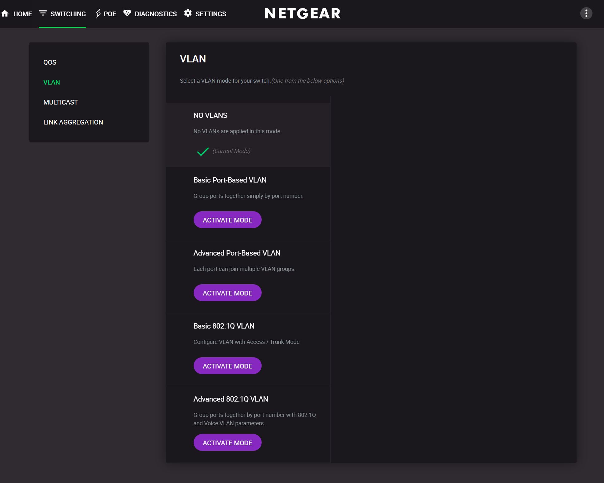 Netgear GS305EP Admin VLAN