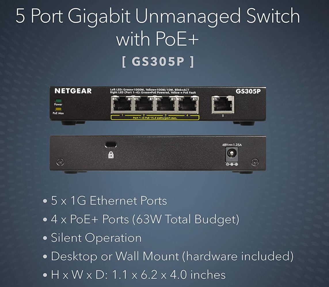 Netgear GS305P PoE Ports 63W