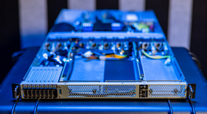 ASRock Rack 1U4G-ROME AMD EPYC 4x GPU 1U with EDSFF ASRock Rack 1U4G ROME Blue Lit