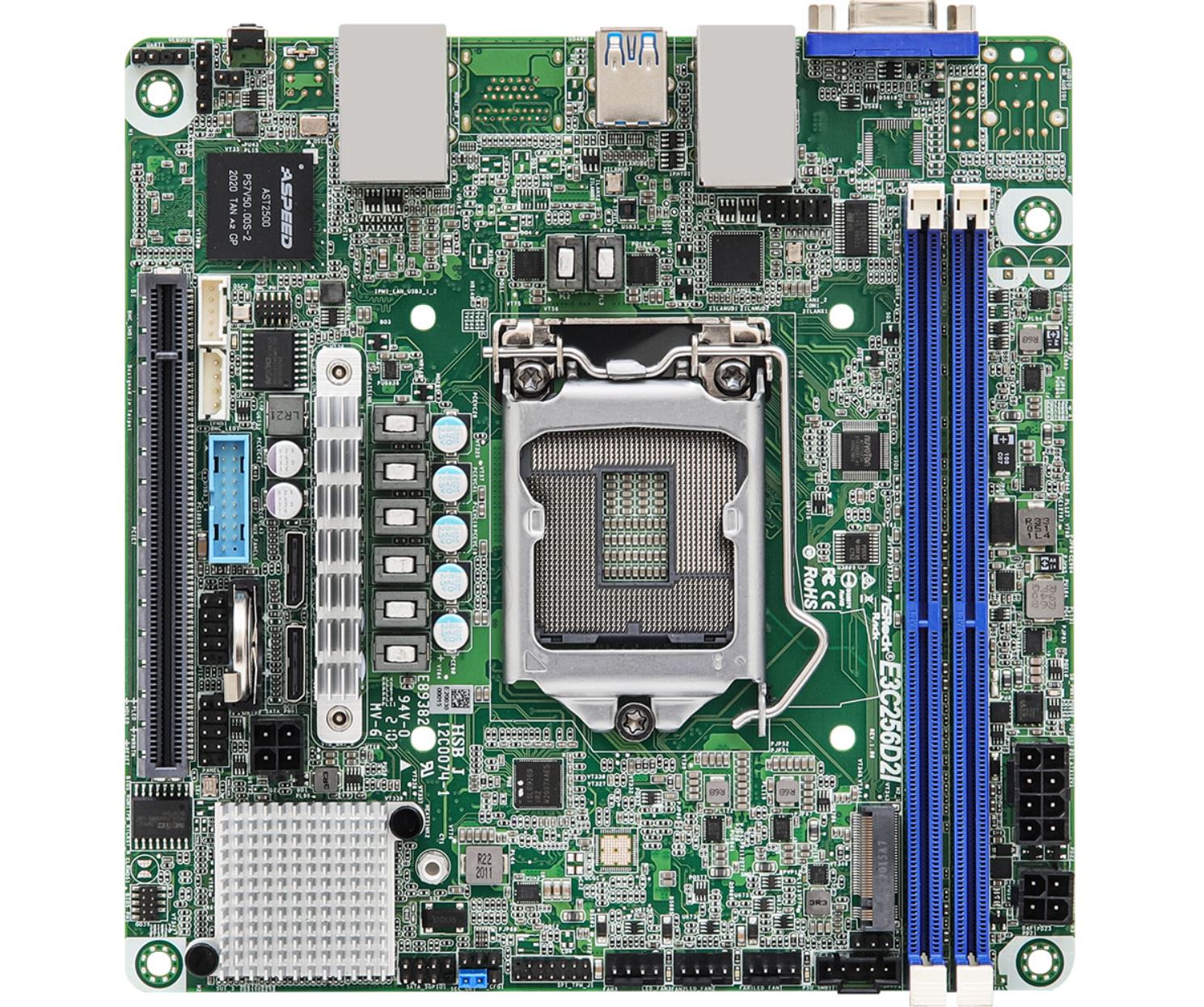 ASRock Rack E3C256D2I MITX Motherboard Top