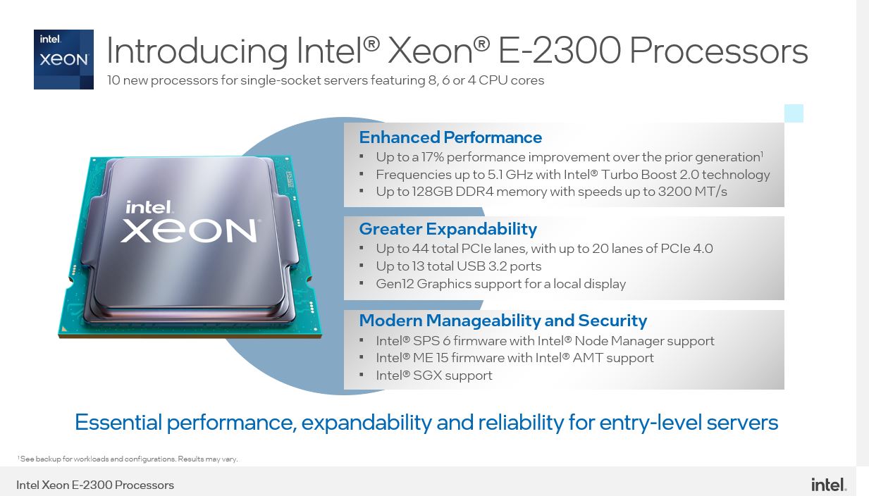 Intel Xeon E 2300 Series Launch Overview