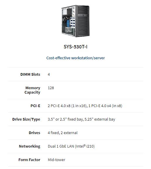 Supermicro SYS 530T I Launch Snippet