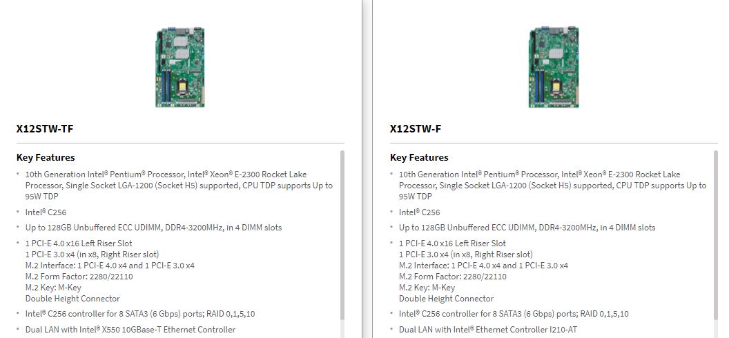 Supermicro X12STW Motherboards For WIO