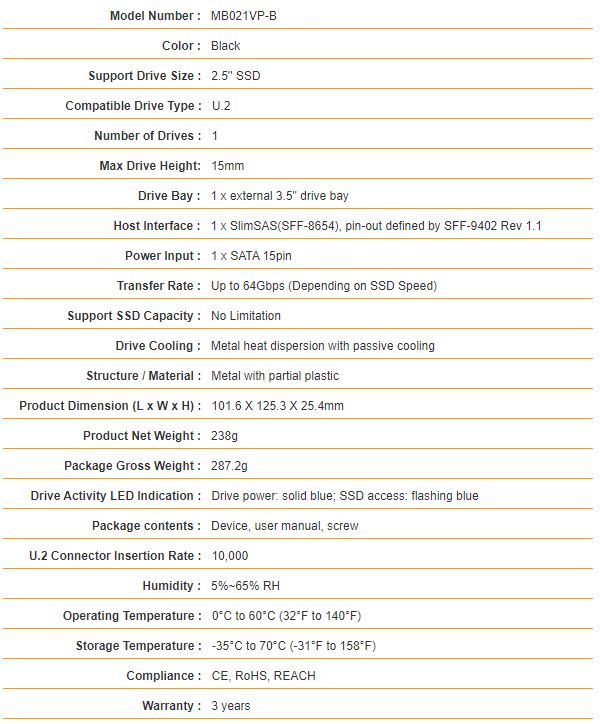 Icy Dock FlexiDock MB021VP B Specs