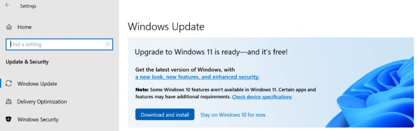 Microsoft Windows 11 Update Eligible