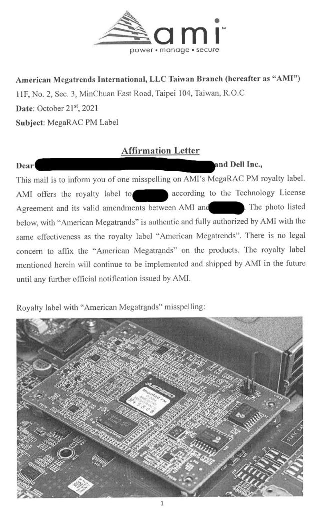 AMI Affirmation Letter For Megatrands Sticker October 21 2021 Page 1