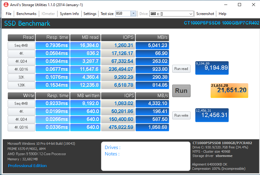 Crucial P5 Plus 1TB Anvil 8GB