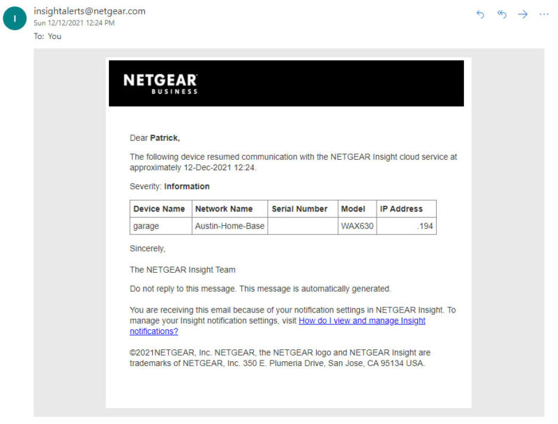 Netgear WAX630 Online After Falling From Ceiling