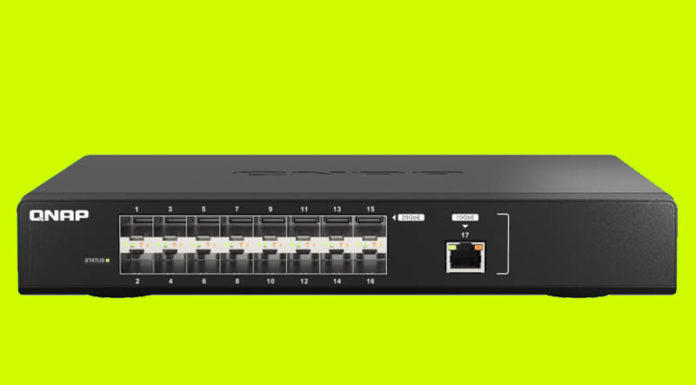 The QNAP QSW-M5216-1T is a 16-port Desktop 25GbE Switch QNAP QSW M5216 1T Front Launch Cover