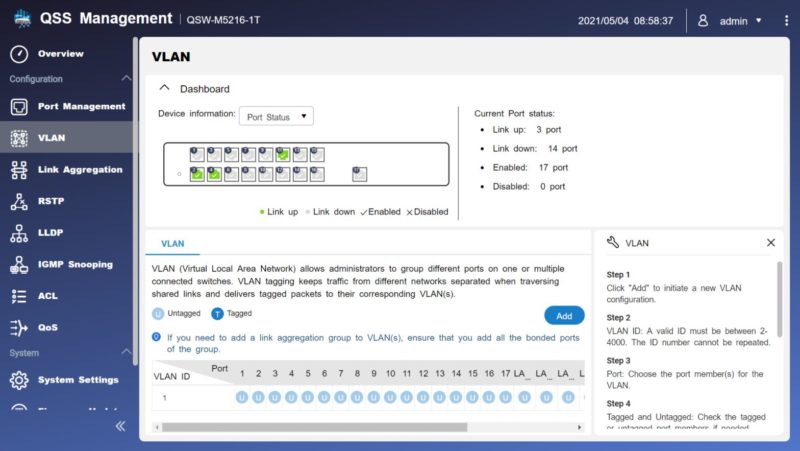 QNAP QSW M5216 1T WebGUI VLAN