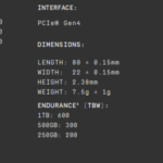 WD Black SN750 SE 1TB Specs