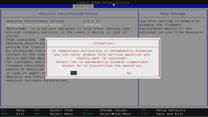 Lenovo ThinkCentre M75q Tiny Gen2 Absolute Tracer Permanently Disable