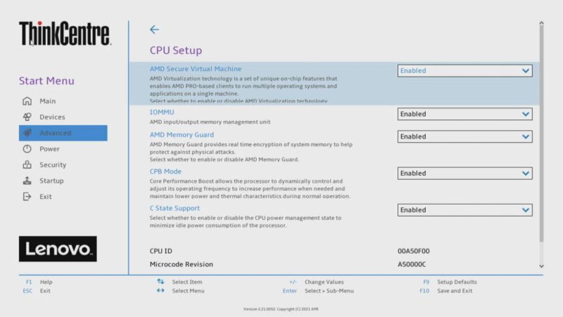 Lenovo ThinkCentre M75q Tiny Gen2 CPU Setup