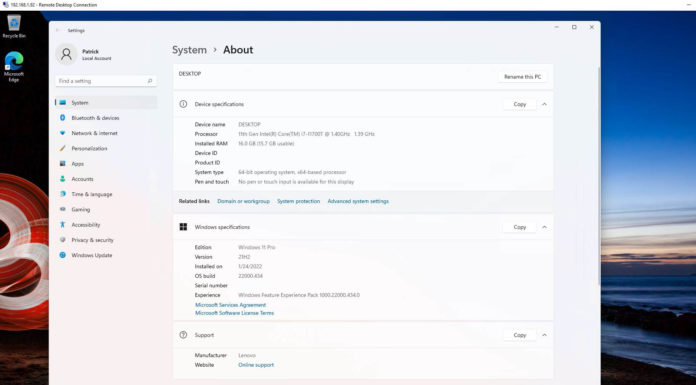 Upgrading Microsoft Windows 10 to Windows 11 Remotely Using Remote Desktop RDP Microsoft Windows 11 Pro Installed Working Via RDP
