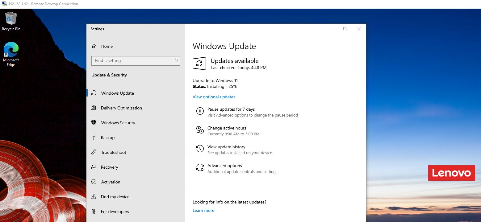 Microsoft Windows 11 Pro Dowloading Via RDP Session
