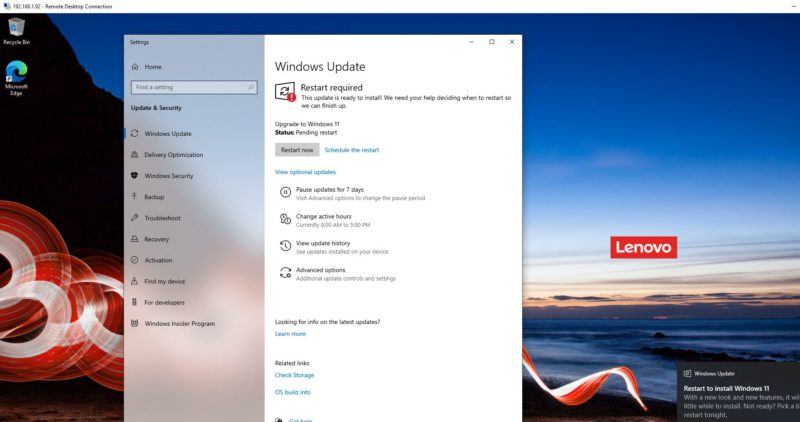 Microsoft Windows 11 Pro Ready For Restart