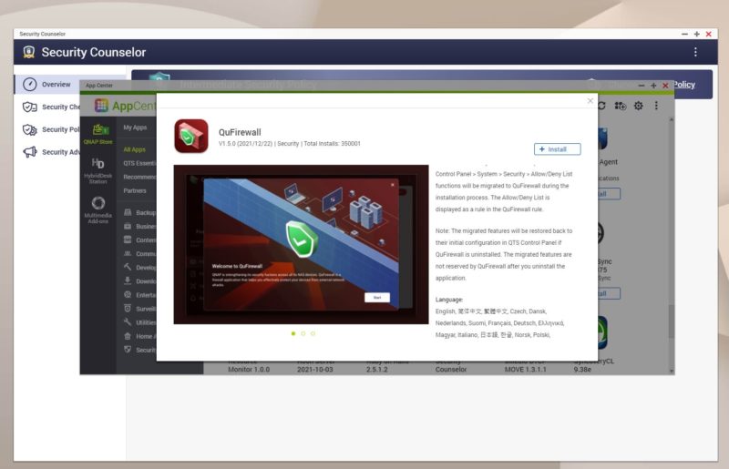 QNAP Install QuFirewall