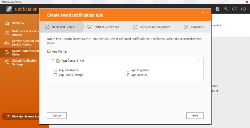 QNAP NAS Notification Center App Update