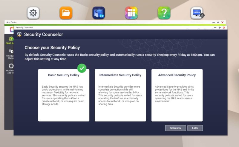 QNAP Security Counselor Choose Security Policy