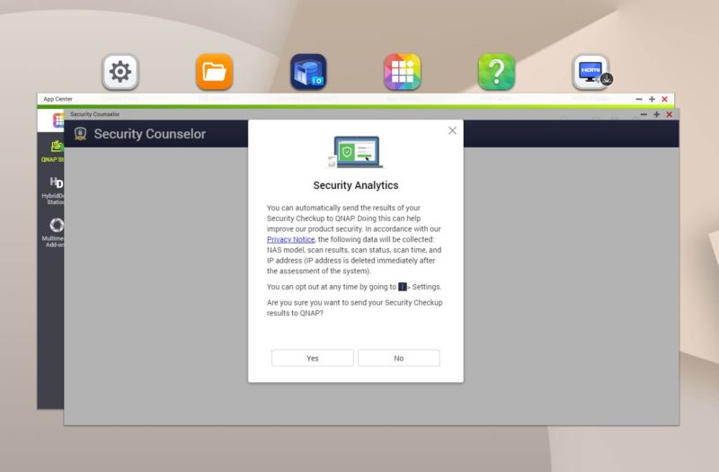 QNAP Security Counselor First Launch Security Analytics
