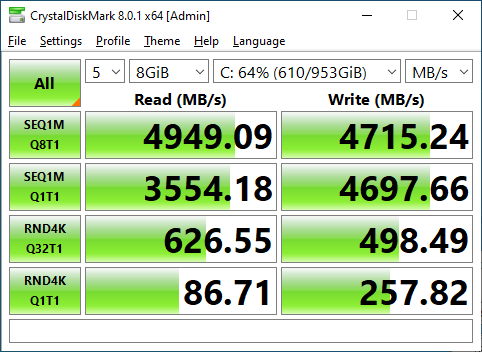 ADATA XPG ATOM 50 1TB CrystalDiskMark 8GB