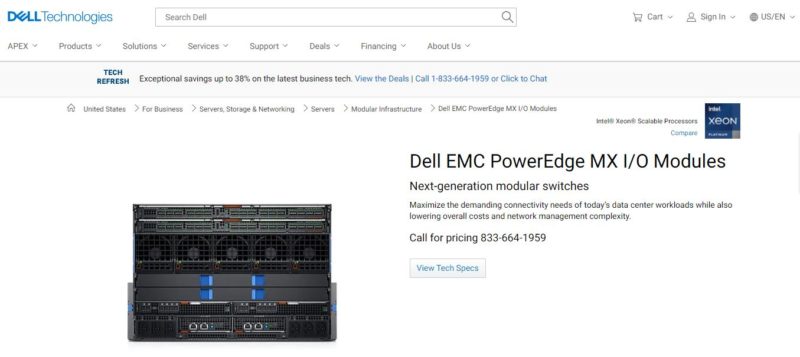 Dell EMC PowerEdge MX IO Switching Modules Page Top Accessed 2022 02 07