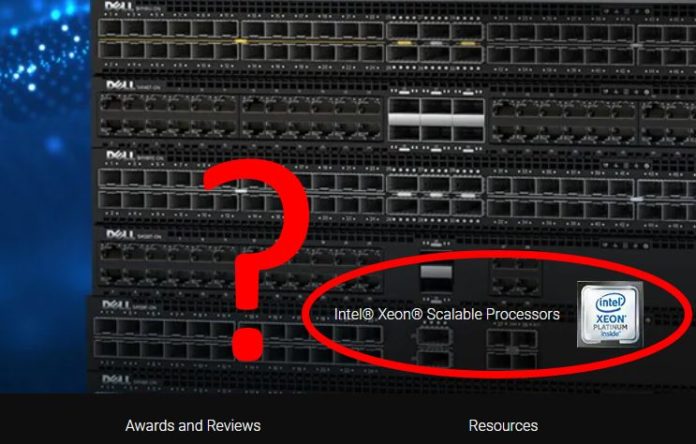 Dell EMC PowerSwitch Page Saying Intel Xeon Platinum Inside Cover