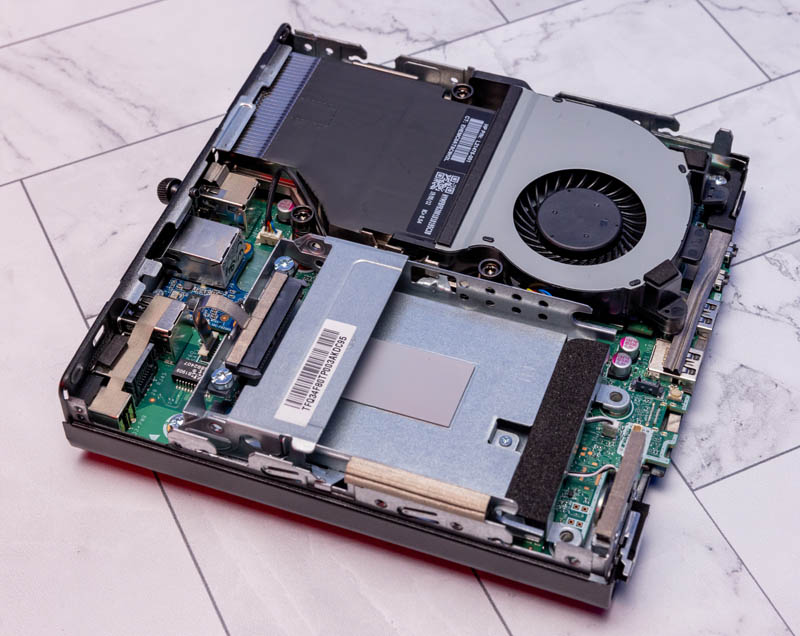 HP ProDesk 405 G4 Mini Internal Overview With HDD Carrier Angle