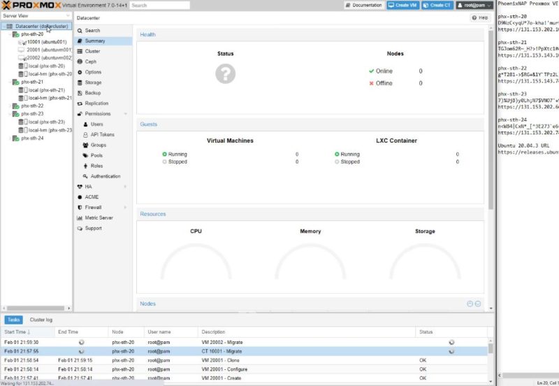 Proxmox VE 5 Node Cluster On PhoenixNAP BMC