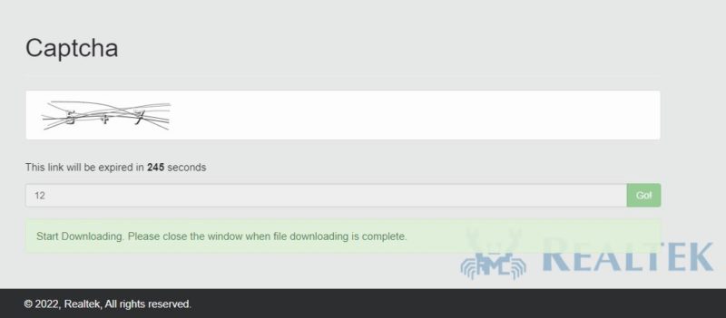 Realtek Download Captcha