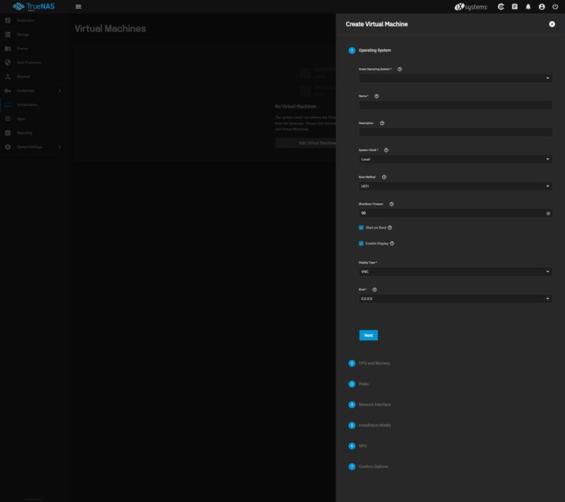 TrueNAS Scale 22.02 Release Create VM