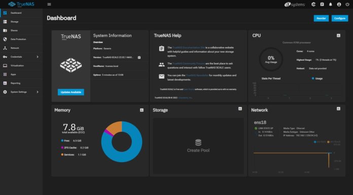 TrueNAS Scale Released and Resetting the NAS Paradigm TrueNAS Scale 22.02 Release Dashboard