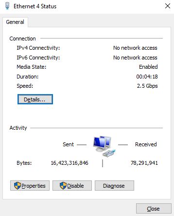 ULT WIIQ USB 3 To 2.5GbE Network Status
