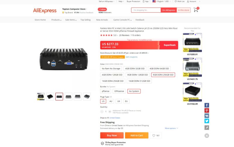 AliExpress Topton 2.5GbE J4125 Screenshot