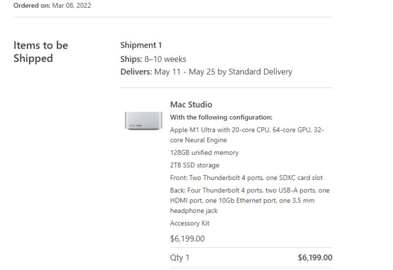 Apple Mac Studio Order