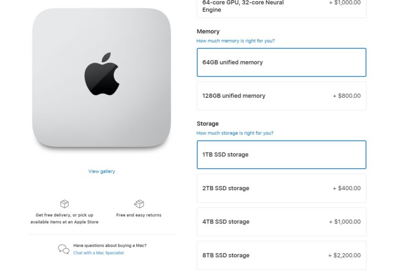 Apple Studio M1 Ultra Memory And Storage Upgrade Options