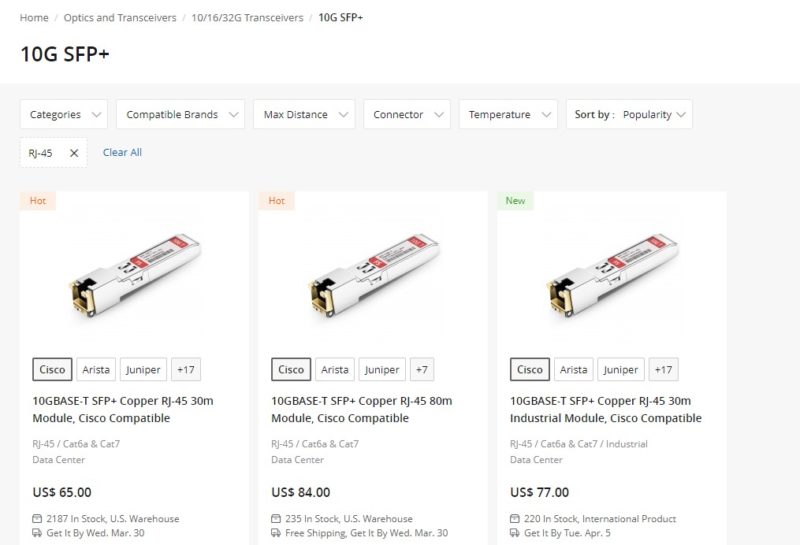 FS.com 10Gbase T SFP Modules