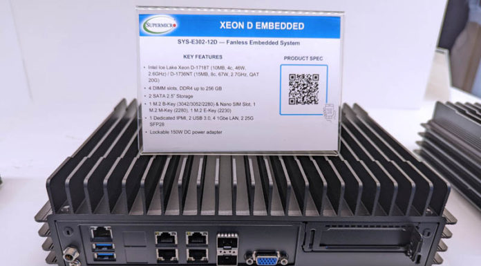 Supermicro Fanless Intel Xeon D-1700 at MWC 2022 and More Supermicro SYS E302 12D Power Video USB Network Xeon D 1718T At MWC 2022