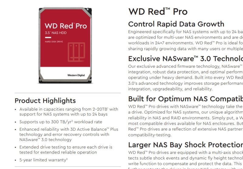 WD Red Pro Workload Rate Up To 300TB