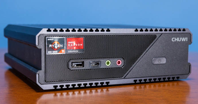 CHUWI RZBOX AMD Ryzen 9 4900H Mini PC Review Chuwi RZBOX AMD Ryzen 9 4900H Front Angle AMD
