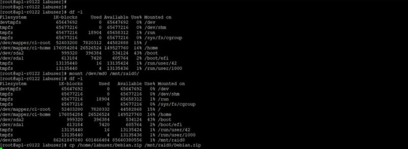 Setting Up A 23x Kioxia EM6 Md RAID0 Array Mounting And Copying Data