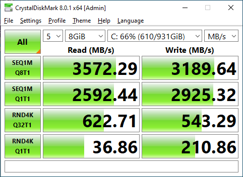 WD Blue SN570 1TB CrystalDiskMark 8GB