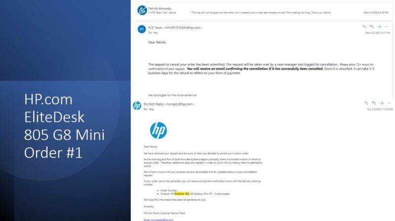 STH HP.com Secret Shopper Order 1 2022 03 02 Request To Cancel