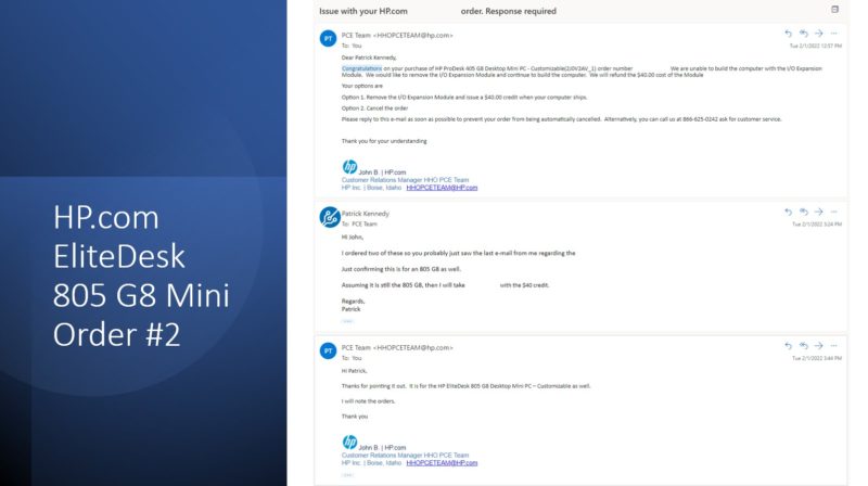 STH HP.com Secret Shopper Order 2 2022 02 01 Issue With Order