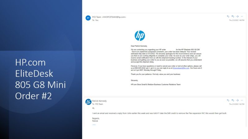 STH HP.com Secret Shopper Order 2 2022 02 03 Delay To 2022 03 31