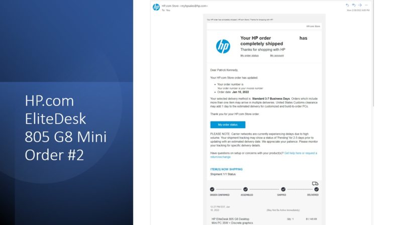 STH HP.com Secret Shopper Order 2 2022 02 28 Shipped