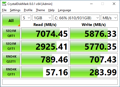 Sabrent Rocket 4 Plus 1TB CrystalDiskMark 1GB