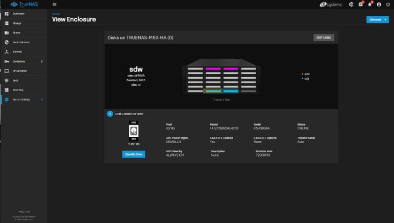 TrueNAS Scale 22.02.2 Enclosure Management