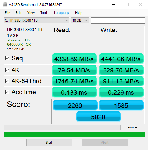 HP FX900 1TB ASSSD 10GB