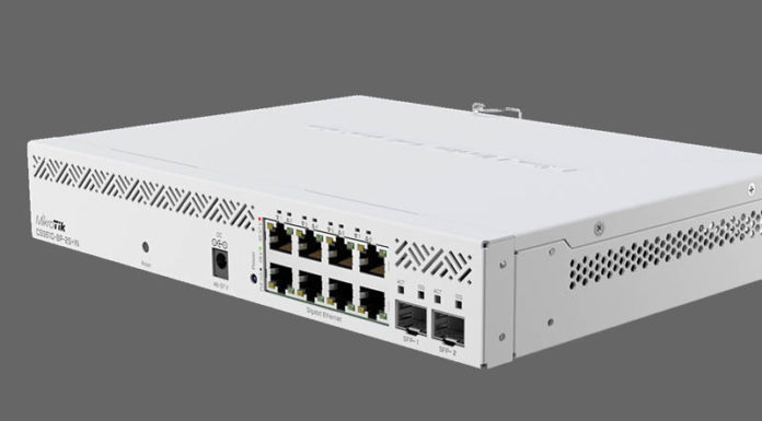 MikroTik CSS610-8P-2S+IN PoE Switch Launched MikroTik CSS610 8P 2S+IN Stock Front Angle